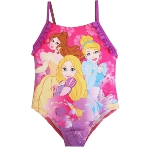 Disney Little Girls Pink Purple Princesses Print One Piece Swimsuit 2-4T - 2T