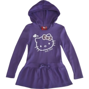 Sanrio Little Girls Purple Hello Kitty Heart Long Sleeve Hooded Dress 4-6X - 6