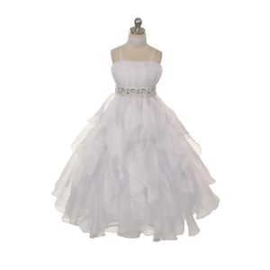 Chic Baby Big Girls White Vertical Ruffle Junior Bridesmaid Pageant Dress 8-18 - 8