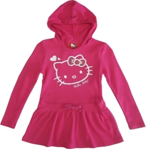 Sanrio Little Girls Pink Hello Kitty Heart Long Sleeve Hooded Dress 4-6X - 6X