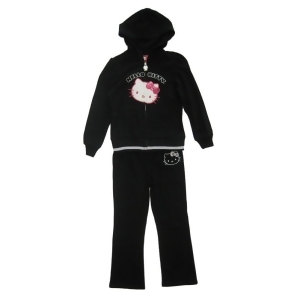 Sanrio Little Girls Black Pink Hello Kitty Detail Zipper 2 Pc Pant Set 4-6X - 5