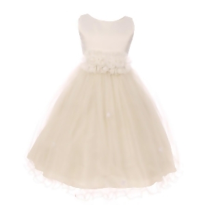 Little Girls Ivory Trim Floral Embellished Waist Flower Girl Dress 2-6 - 4