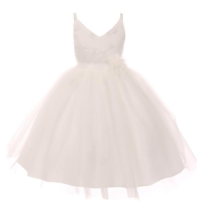 Rain Kids Little Girls Ivory Beaded Lace V-neck Special Occasion Dress 2-6 - 4