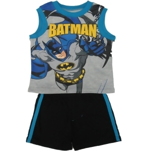 Dc Comics Little Boys Grey Batman Print Sleeveless Top 2 Pc Shorts Set 2T-7 - 2T