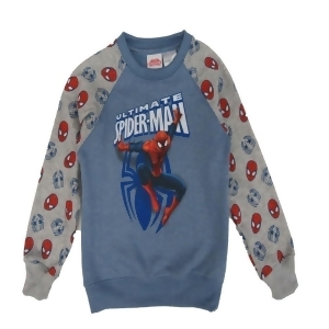 Marvel Little Boys Blue Grey Spiderman Print Long Sleeved Sweater 4-7 - 7