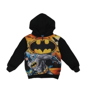 Dc Comics Big Boys Black Batman Full Zipper Hooded Long Sleeved Top 8-16 - 14/16