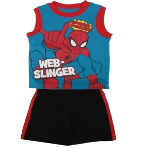 Marvel Little Boys Blue Spiderman Print Sleeveless Top 2 Pc Shorts Set 2T-7 - 3T
