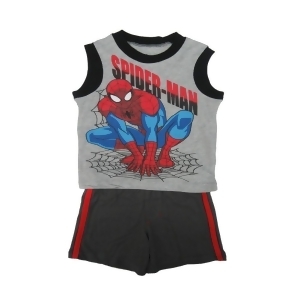 Marvel Little Boys Grey Spiderman Print Sleeveless Top 2 Pc Shorts Set 2T-7 - 4T