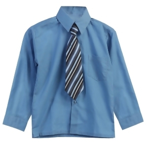 Big Boys Dark Blue Tie Long Sleeve Button Special Occasion Dress Shirt 8-20 - 20