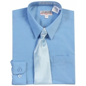 Gioberti Little Boys Sky Blue Solid Color Shirt Tie Formal 2 Piece Set 2T-7 - 4T