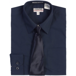 Gioberti Big Boys Navy Solid Color Shirt Tie Formal 2 Piece Set 8-18 - 14