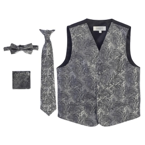 Gioberti Big Boys Grey Paisley Tuxedo Vest Bowtie Tie Pocket 4 Pc Set 8-18 - 10