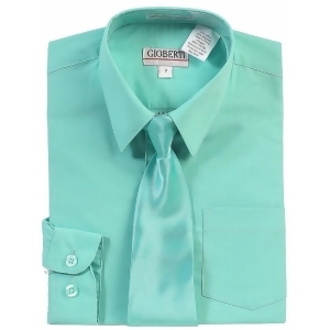 Gioberti Big Boys Mint Solid Color Shirt Tie Formal 2 Piece Set 8-18 - 10