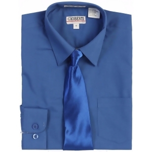 Gioberti Little Boys Royal Blue Solid Color Shirt Tie Formal 2 Piece Set 2T-7 - 4T