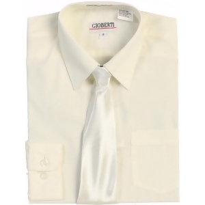 Gioberti Little Boys Ivory Solid Color Shirt Tie Formal 2 Piece Set 2T-7 - 3T