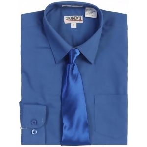 Gioberti Big Boys Royal Blue Solid Color Shirt Tie Formal 2 Piece Set 8-18 - 18