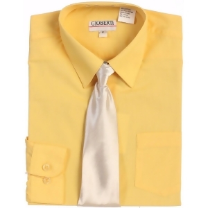 Gioberti Big Boys Banana Solid Color Shirt Tie Formal 2 Piece Set 8-18 - 14