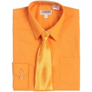 Gioberti Little Boys Orange Solid Color Shirt Tie Formal 2 Piece Set 2T-7 - 5