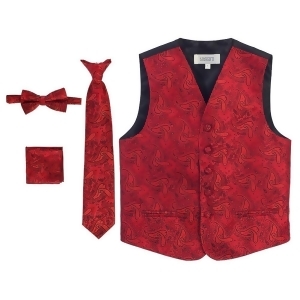Gioberti Big Boys Red Paisley Tuxedo Vest Bowtie Tie Pocket 4 Pc Set 8-18 - 8