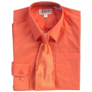 Gioberti Little Boys Coral Solid Color Shirt Tie Formal 2 Piece Set 2T-7 - 4T