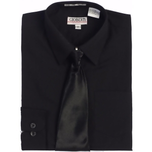 Gioberti Big Boys Black Solid Color Shirt Tie Formal 2 Piece Set 8-18 - 12