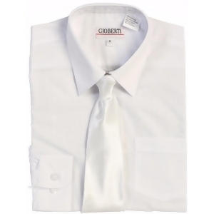 Gioberti Big Boys White Solid Color Shirt Tie Formal 2 Piece Set 8-18 - 10