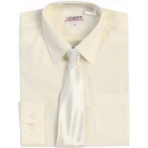 Gioberti Big Boys Ivory Solid Color Shirt Tie Formal 2 Piece Set 8-18 - 16