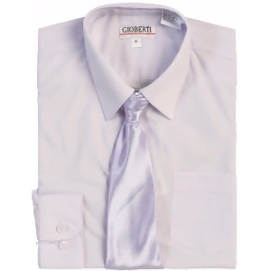 Gioberti Big Boys Lilac Solid Color Shirt Tie Formal 2 Piece Set 8-18 - 12