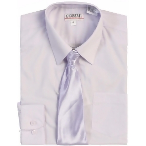 Gioberti Little Boys Lilac Solid Color Shirt Tie Formal 2 Piece Set 2T-7 - 5