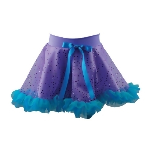 Reflectionz Little Girls Purple Aqua Glitter Bow Ruffled Mermaid Skirt 2-6 - 3T/4T