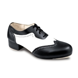 Sansha Adult Black White Bicolor Leather T-Berlin Tap Shoes Womens 8-20 - Womens 11