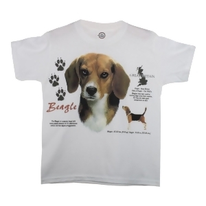 Unisex White Beagle Dog Letter Print Short Sleeve Cotton T-Shirt 6-16 - Youth XL (14-16)