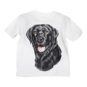 Unisex White Black Labrador Graphic Print Short Sleeve Cotton T-Shirt 6-16 - Youth S (6-6X)