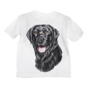 Unisex White Black Labrador Graphic Print Short Sleeve Cotton T-Shirt 6-16 - Youth M (7-8)