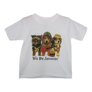 Unisex White Reggae Dogs We Be Jammin Cotton Short Sleeve T-Shirt 6-16 - Youth L (10-12)