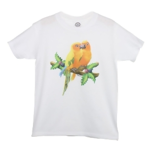 Girls White Orange Love Bird Print Short Sleeve Cotton T-Shirt 6-16 - Youth M (7-8)