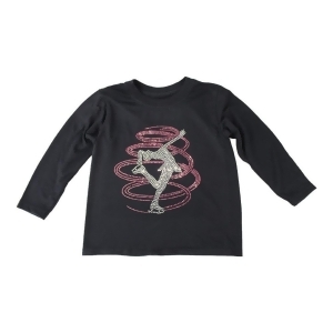 Girls Black Pink Skater Swirl Studded Long Sleeve Cotton T-Shirt 6-16 - Youth XL (14-16)