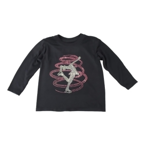 Girls Black Pink Skater Swirl Studded Long Sleeve Cotton T-Shirt 6-16 - Youth L (10-12)