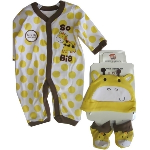 Buster Brown White Yellow Dot Hat Booties 3 Piece Bodysuit Set 0-9M - 0-3 Months