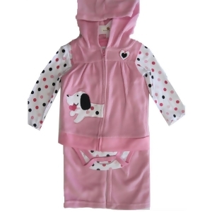 Buster Brown Baby Girls Pink Dot Bodysuit Dog Applique Vest 3 Pc Pants Set 12-24M - 24 Months