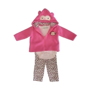 Kyle Deena Baby Girls Pink Dotted Bodysuit Hooded Top 3 Pc Pant Set 0-9M - 0-3 Months