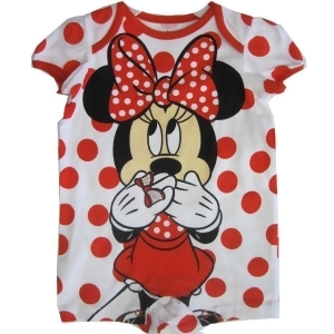 Disney Baby Girls Red White Minnie Mouse Polka Dotted Bodysuit 0-9M - 3-6 Months
