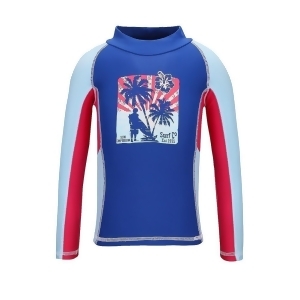 Sun Emporium Big Boys Blue Red Vintage Surfer Long Sleeve Rash Shirt 7-8 - 8