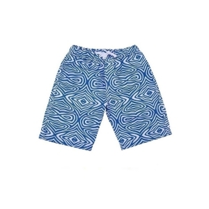 Sun Emporium Little Boys Blue White Tribal Print Back Pocket Board Shorts 2-6 - 4