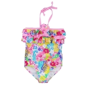 Sun Emporium Baby Girls Pink Monet Floral Halter One Piece Swimsuit 6-18M - 6-12 Months