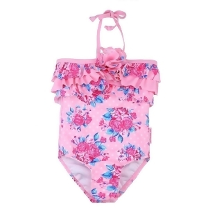 Sun Emporium Baby Girls Pink Rose Vintage Halter One Piece Swimsuit 6-18M - 12-18 Months