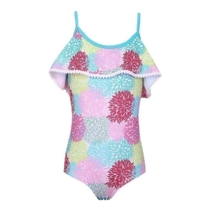 Sun Emporium Little Girls Blue Pink Carnival Print Cut-Out Back Swimsuit 4-6 - 4