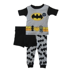 Dc Comics Little Toddler Boys Grey Batman Cotton Short Sleeve 3 Pc Pajama 2-4T - 3T