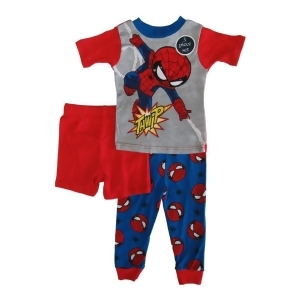 Marvel Little Toddler Boys Red Spiderman Cotton Short Sleeve 3 Pc Pajama 2-4T - 2T