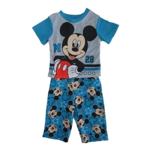 Disney Little Toddler Boys Blue Mickey Mouse Short Sleeve 2 Pc Pajama 2-4T - 3T